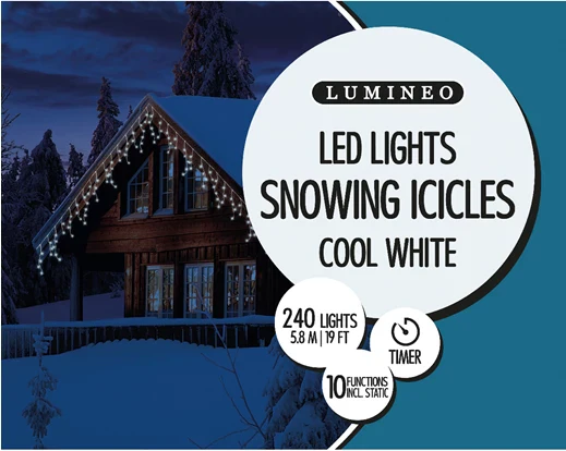 LED icicle lights 10 function L580cm - Image 3