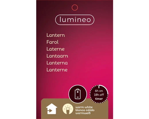 LED lantern firwood steady BO indoor warm white L.15.5cm x W.15.5cm x H.36cm - Image 3