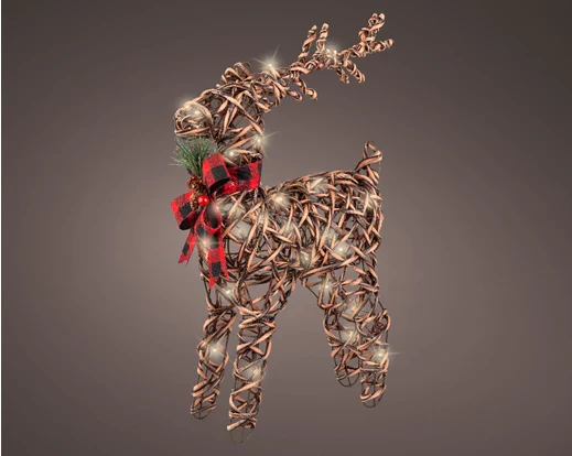 LED reindeer rattan steady BO indoor brown/warm white L.12cm x W.30cm x H.55cm - Image 2