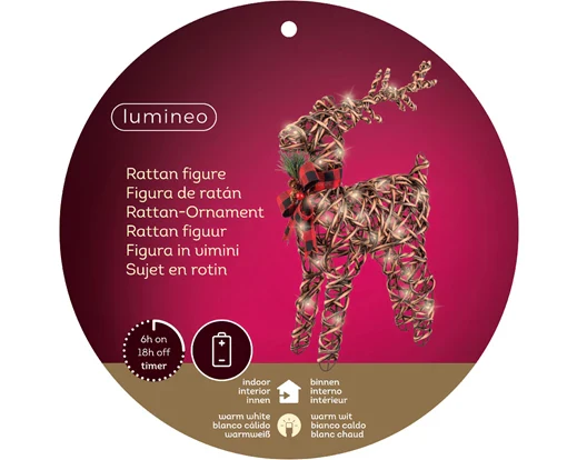 LED reindeer rattan steady BO indoor brown/warm white L.12cm x W.30cm x H.55cm - Image 3