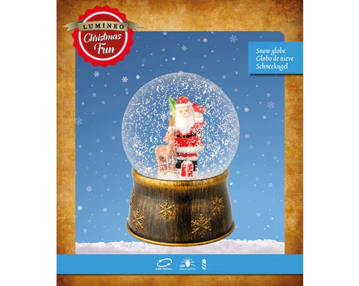 LED snowglobe plastic snowglobe steady BO indoor gold/warm white dia13cm x H.17.5cm - Image 2