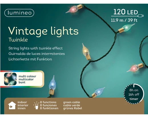 LED vintage lights gb 8 function twinkle effect indoor green/multi L.1190cm - Image 3