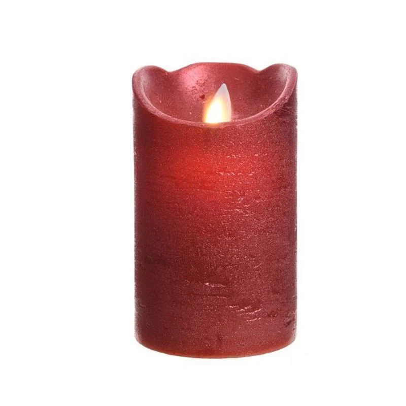 LED waving candle wax wave top BO indoor christmas red/warm white dia7.5cm x H.12.5cm - Image 2