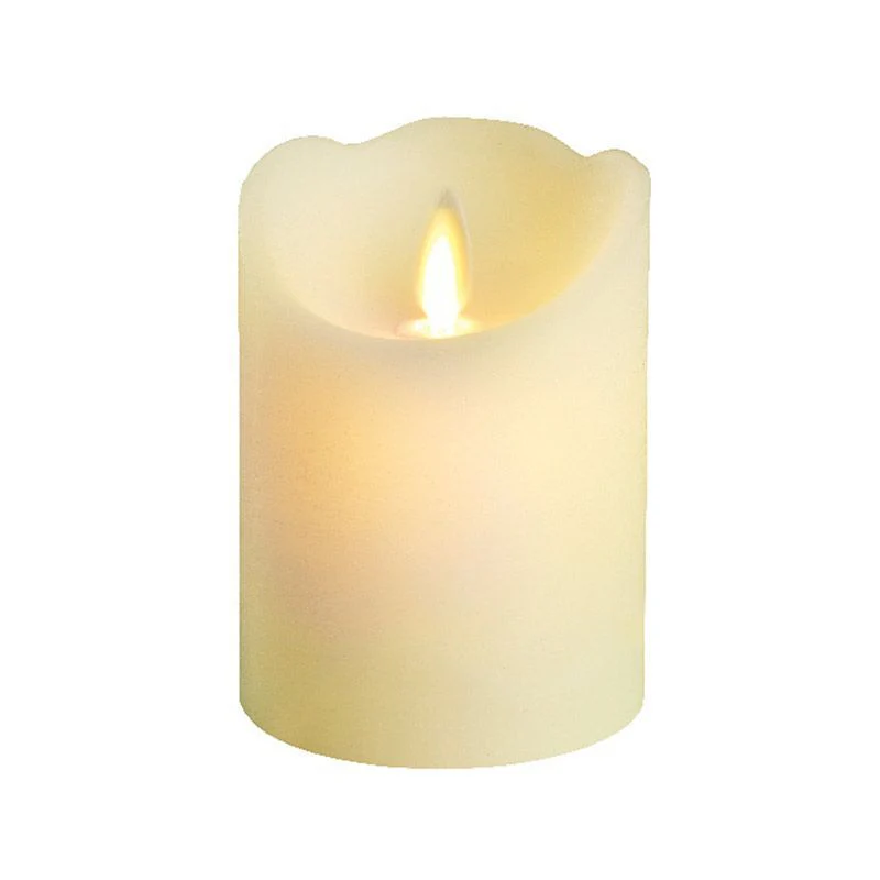 LED waving candle wax wave top BO indoor cream/warm white dia7.5cm x H.10cm - Image 2