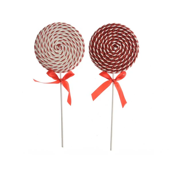 Lolly foam glitter and ribbon glitter, red satin bow L.3.5cm x W.9.5cm x H.28cm