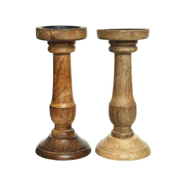 mangowood candleholder 2col ass assorted