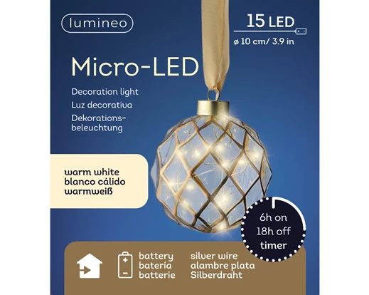 Micro LED ball steady BO indoor clear/warm white dia10cm - Image 3