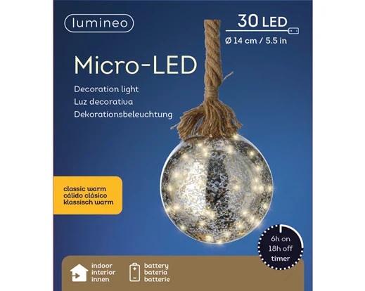Micro LED ball steady BO indoor silver/classic warm dia14cm - Image 2