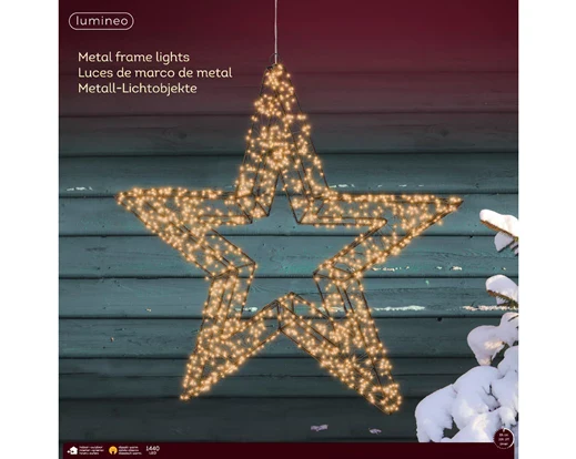 Micro LED frame light gb metal star steady outdoor black/classic warm L.7cm x W.58cm x H.58cm - Image 2