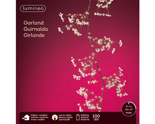Micro LED garland pvc white flower  H120cm - Image 2