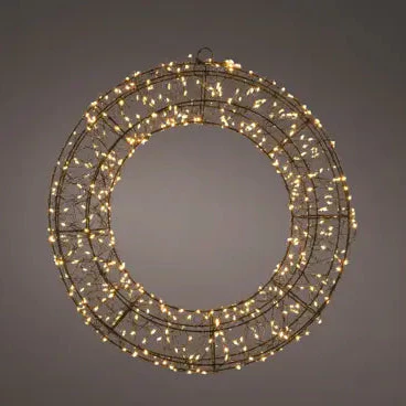 Micro LED wreath gb metal steady outdoor black/classic warm L.7.5cm x W.58cm x H.58cm