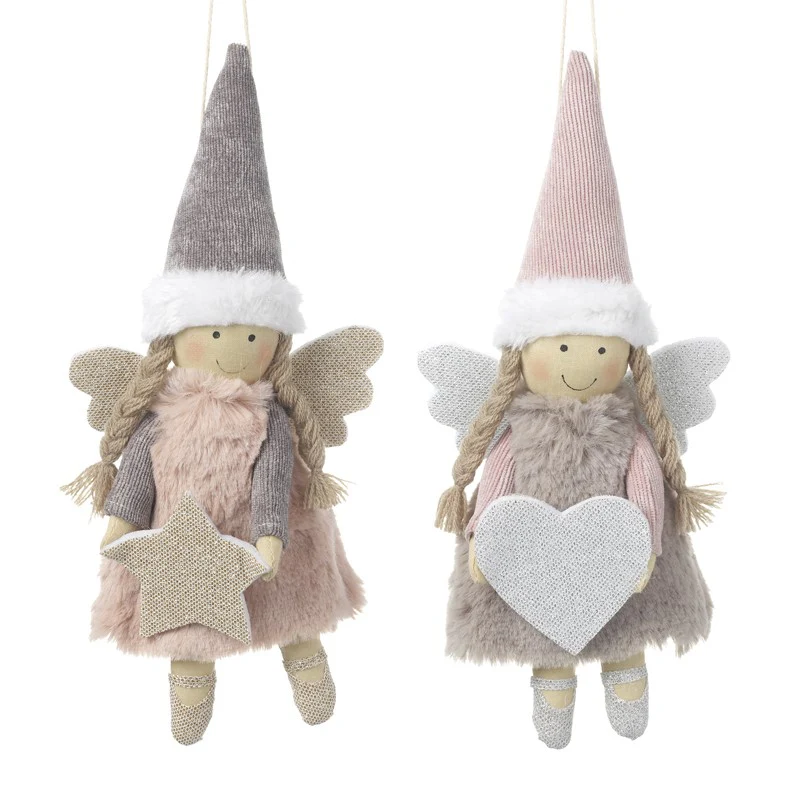 MIX OF 2 FABRIC HANGING PINK ANGELS