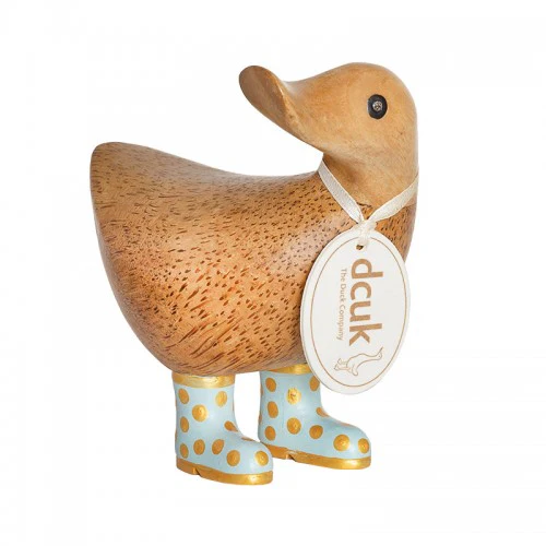 Natural Wooden Welly Duckys Gold Spotty
