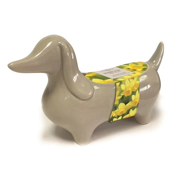 NOVELTY SAUSAGE DOG PLANTER X3