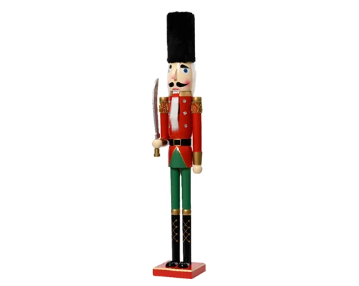 Nutcracker pinewood faux fur hat red L.15cm x W.13cm x H.92cm