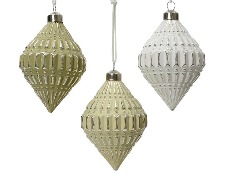 Olive glass silver inside w antique finish w rib 3col ass assorted dia7.8cm x H.12cm - Image 2