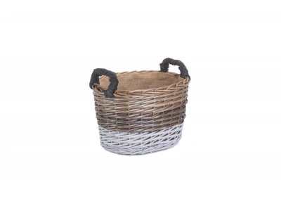 Oval Triple Tone Chunky Storage Basket with Lining  Large