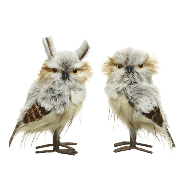Owl polyester feathers 2ass