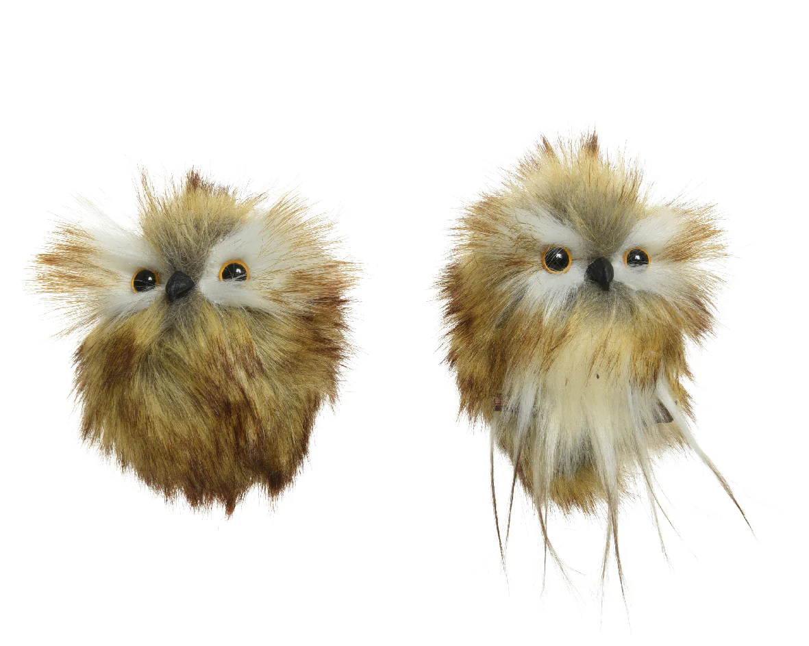 Owl polyester feathers 2ass