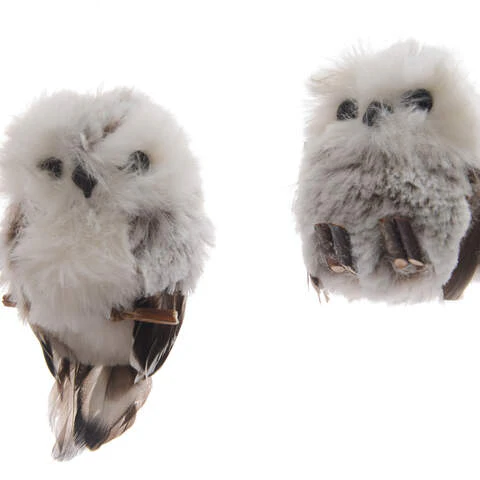 Owl polyester feathers 2ass