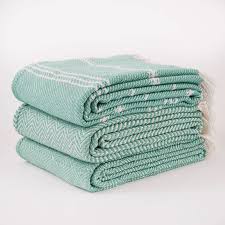 Oxford Stripe Blanket Teal - Image 3