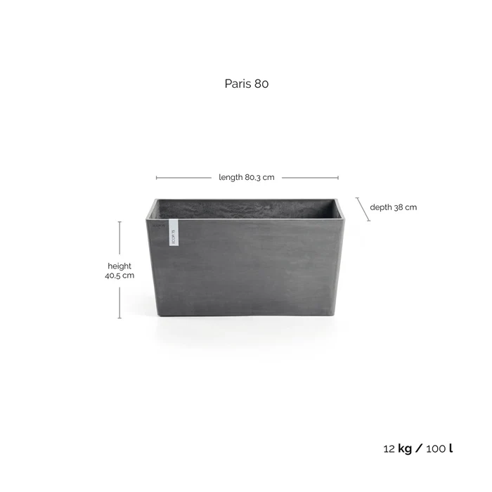 Paris Grey Trough 80cm - Image 2