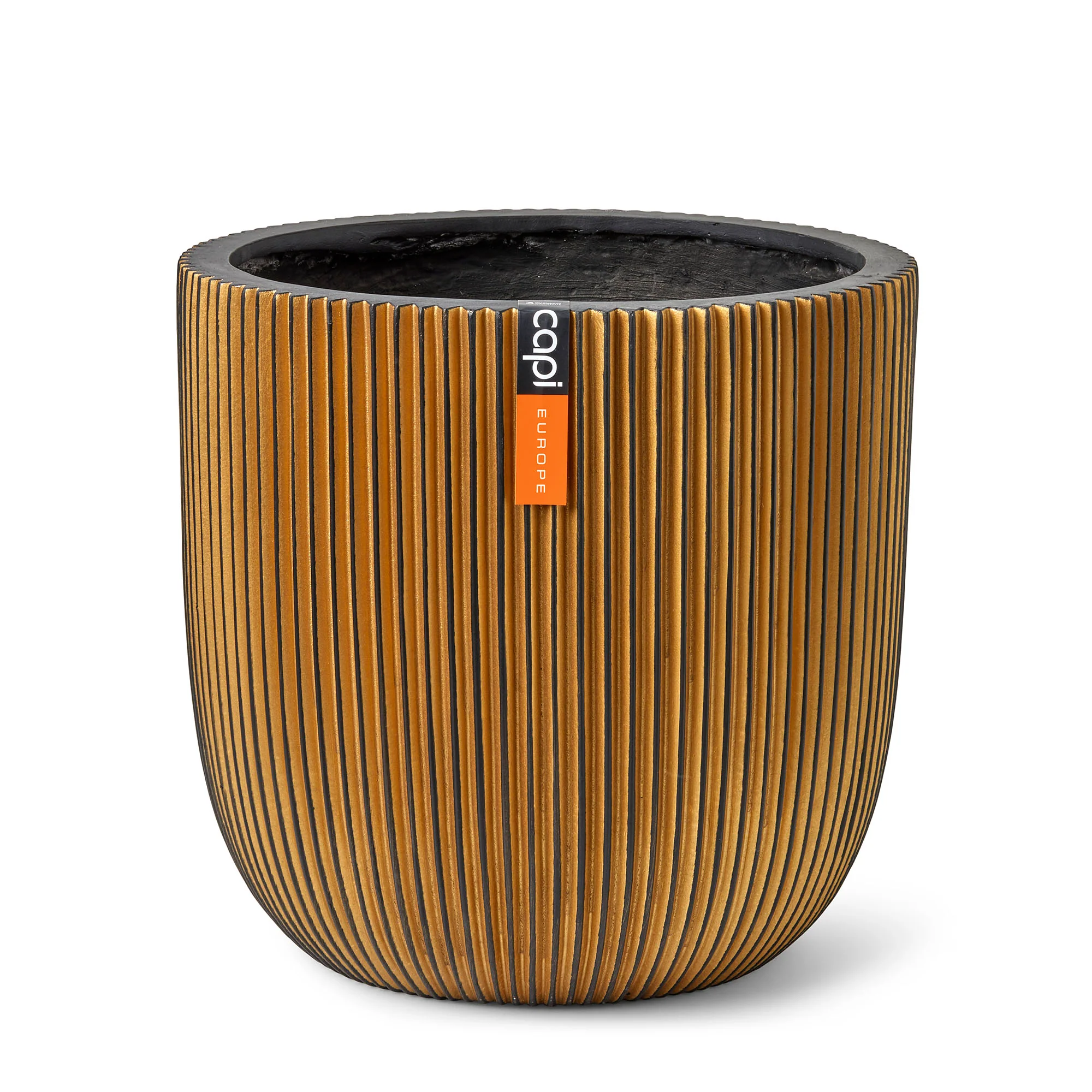 Planter Ball Groove Pot Black Gold Ø24cm H21cm
