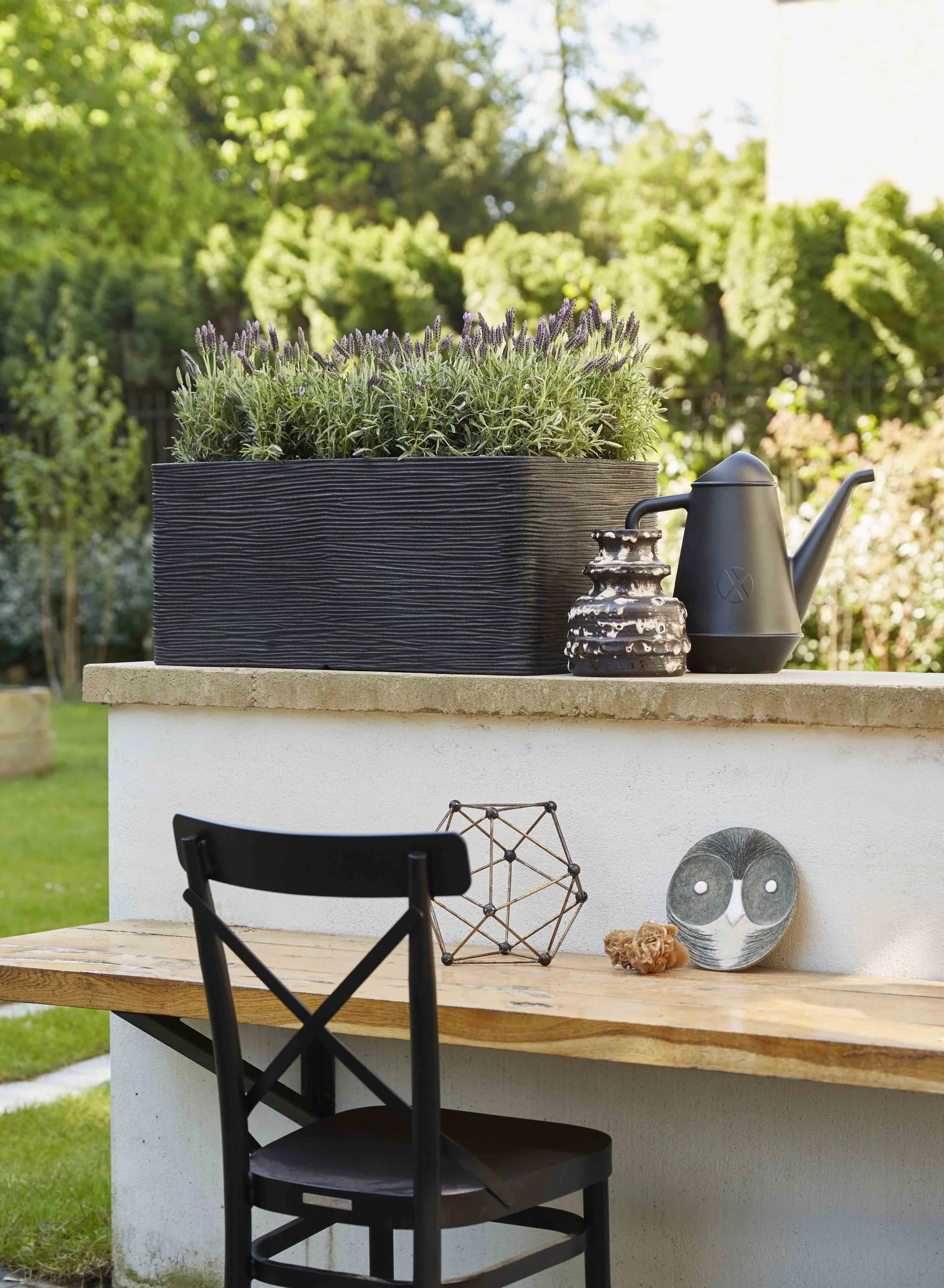 Planter rectangle Rib NL 73x39x32 black - Image 2