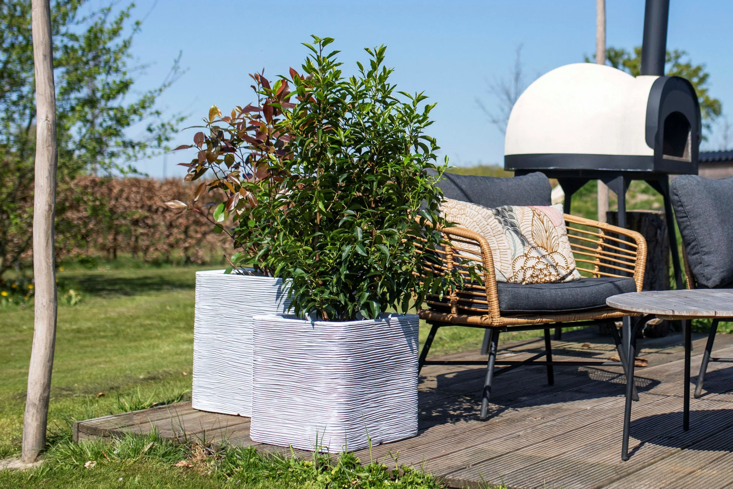 Planter square Rib NL Ivory 30x30x30 - Image 3