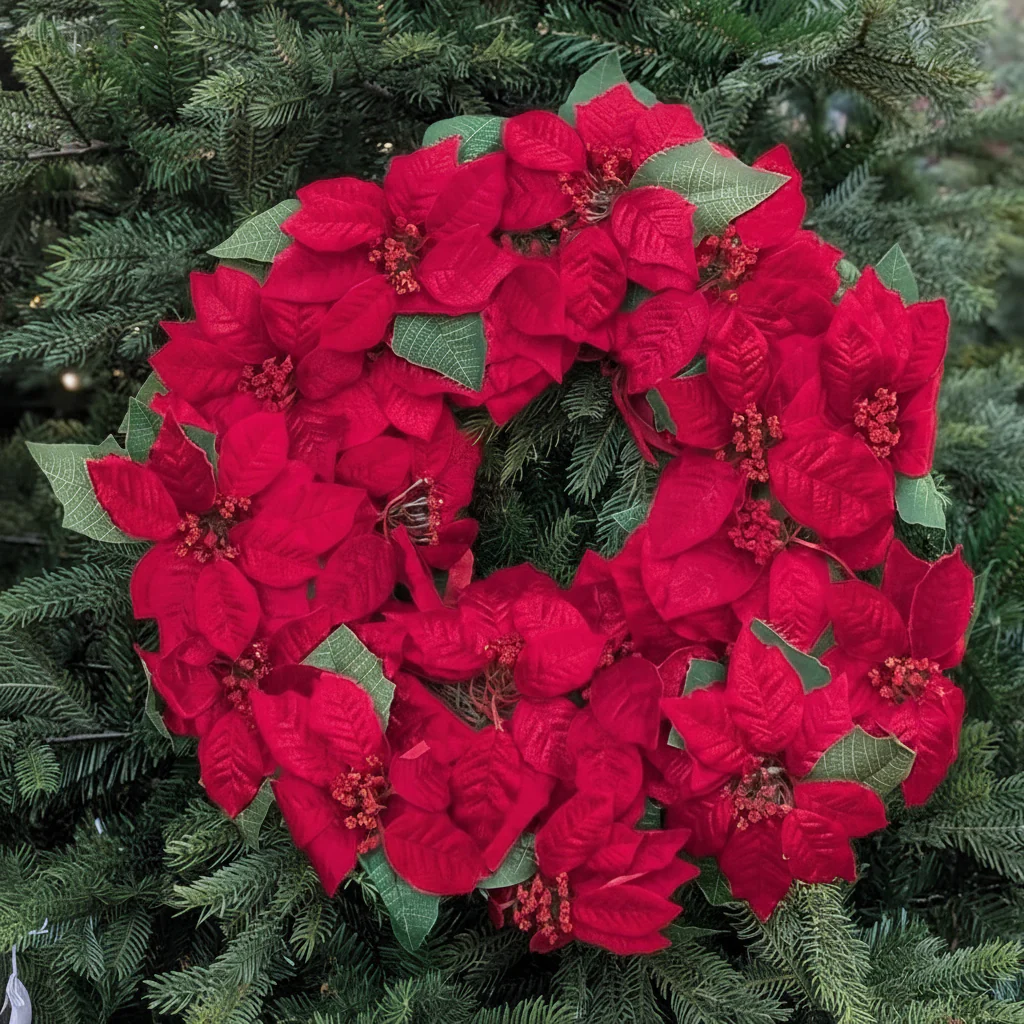 POINSETTIA LUXURY WREATH 60CM