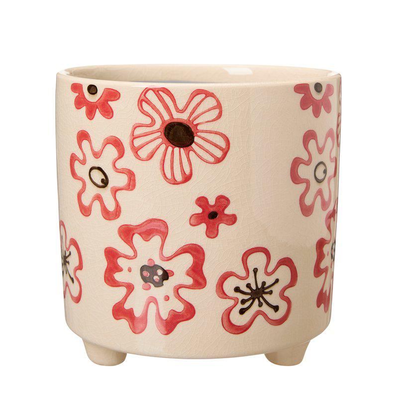 RAKEL Pot  White/Red Ø18 x H18cm