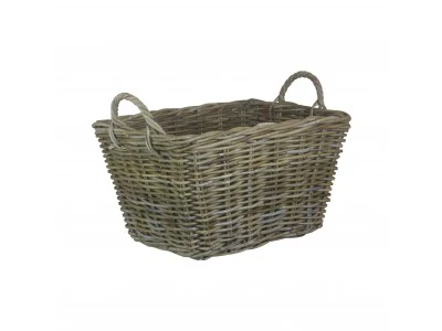 Rectangular Grey Rattan Floor Storage Medium