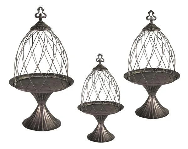 Roman Plant Cage Old Silver D26H38