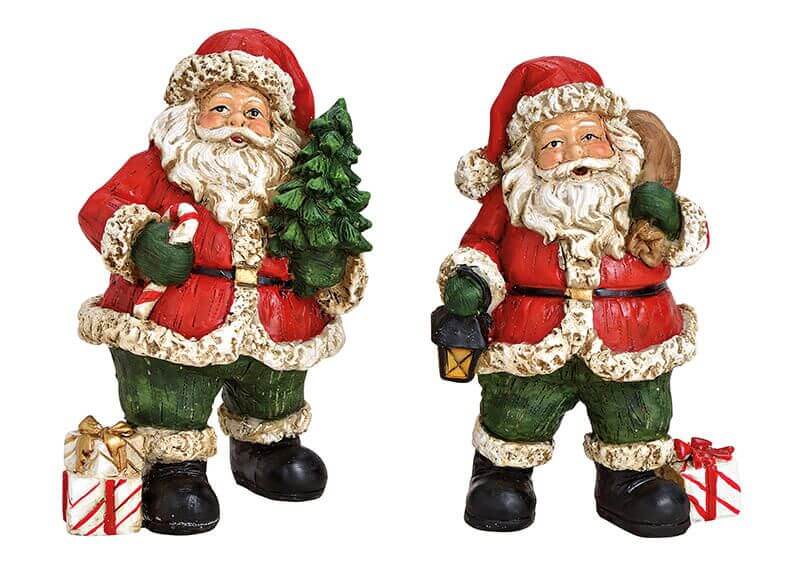 Santa, poly, 2 asst. 9x13x9cm