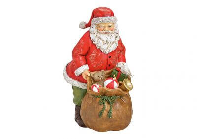 Santa with bag, poly, red,  9x19x13cm