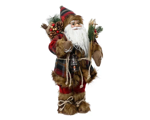 Santa with red coat in check pattern L.23cm x W.14cm x H.45cm