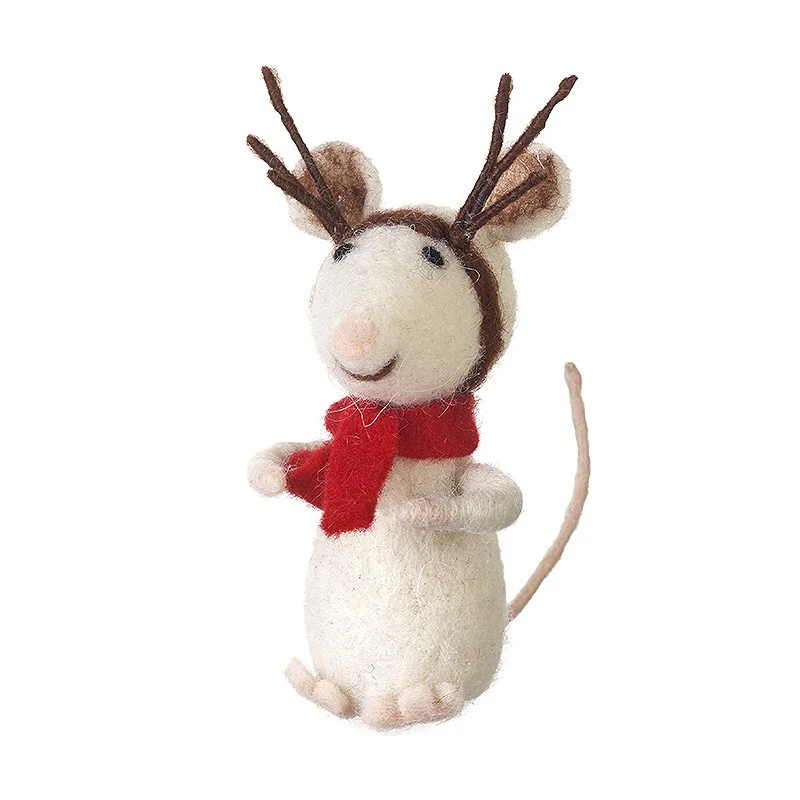 SITTING WOOL MOUSE DECORATION