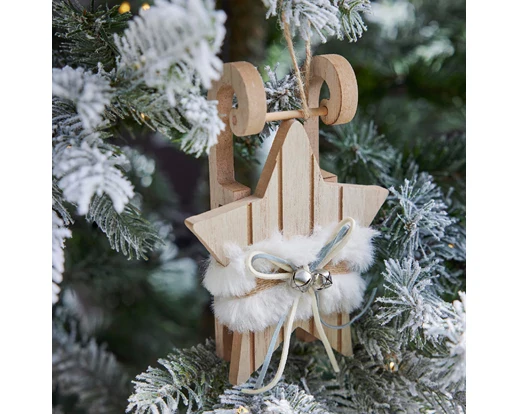 Sleigh plywood with fur 2ass assorted L.4.5cm x W.12cm x H.16.5cm - Image 2