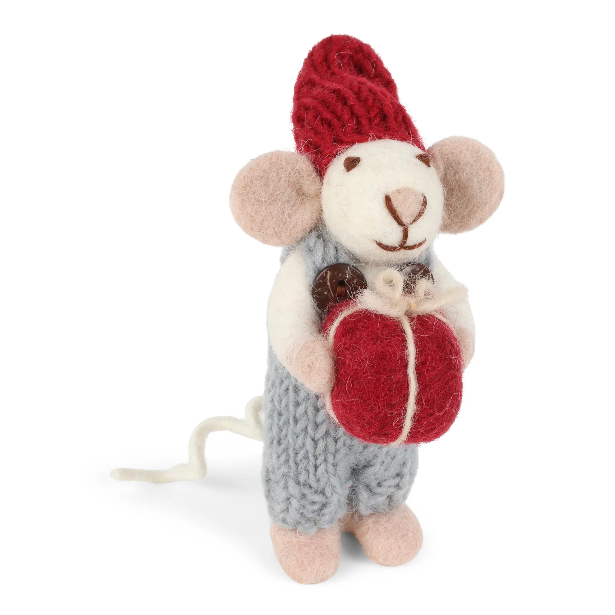 Small White Mouse w/Light Blue Pants & Present