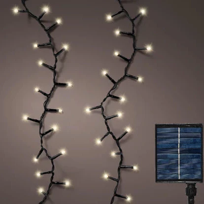 Solar compact lights pvc 8 function twinkle effect black/warm white L.1600cm