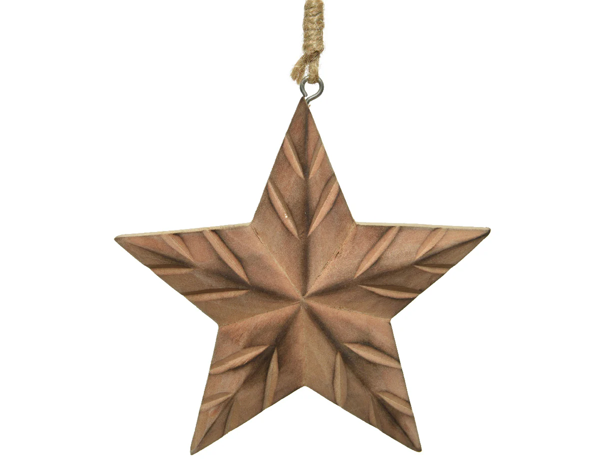Star paulownia wood carved dark brown