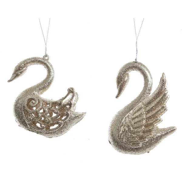 swan w hanger 2ass
 4.5x8.5x8cm
 light gold