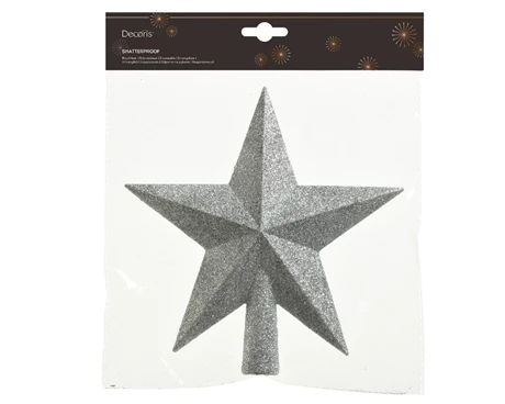 Treetopper polystyrene glitter silver L.4.2cm x W.19cm x H.19cm