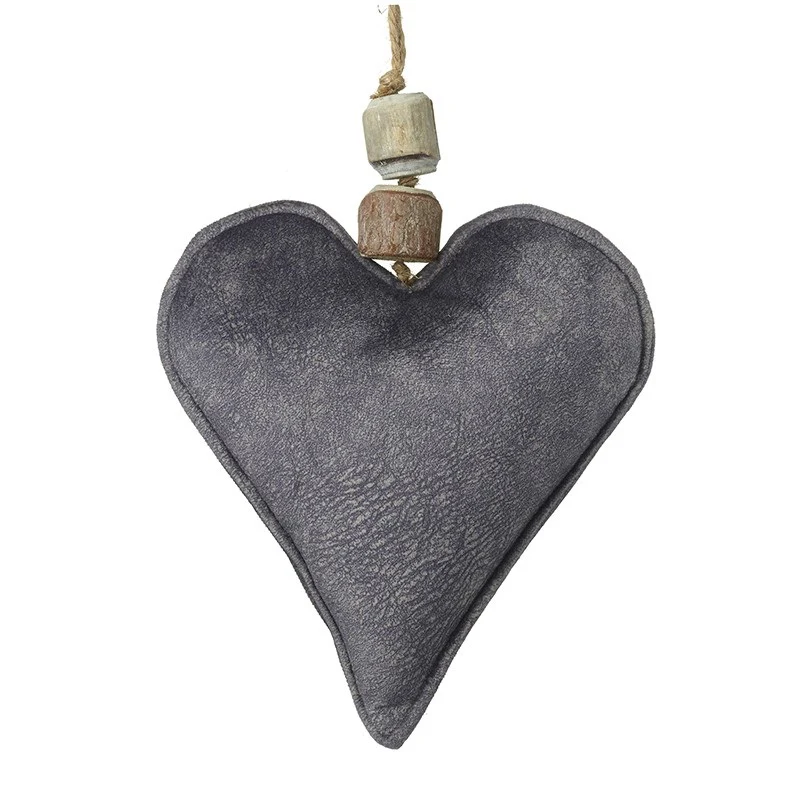 VELVET HEART WITH WOODEN BEADS