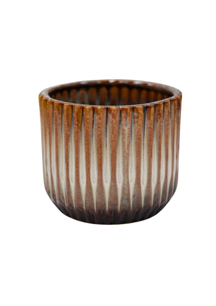Willow Ribbed Chocolate Planter H13cm Ø15cm