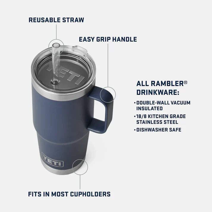 Yeti Rambler 25 OZ (739 ML) Straw Mug Black - Image 5